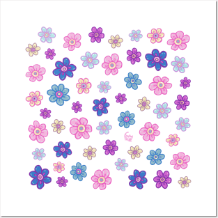 Flower Doodle Pattern Posters and Art